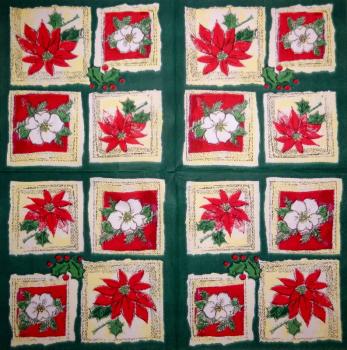 085 Christmas Flowers - 3-ply (cream/Edge grün) - Ihr